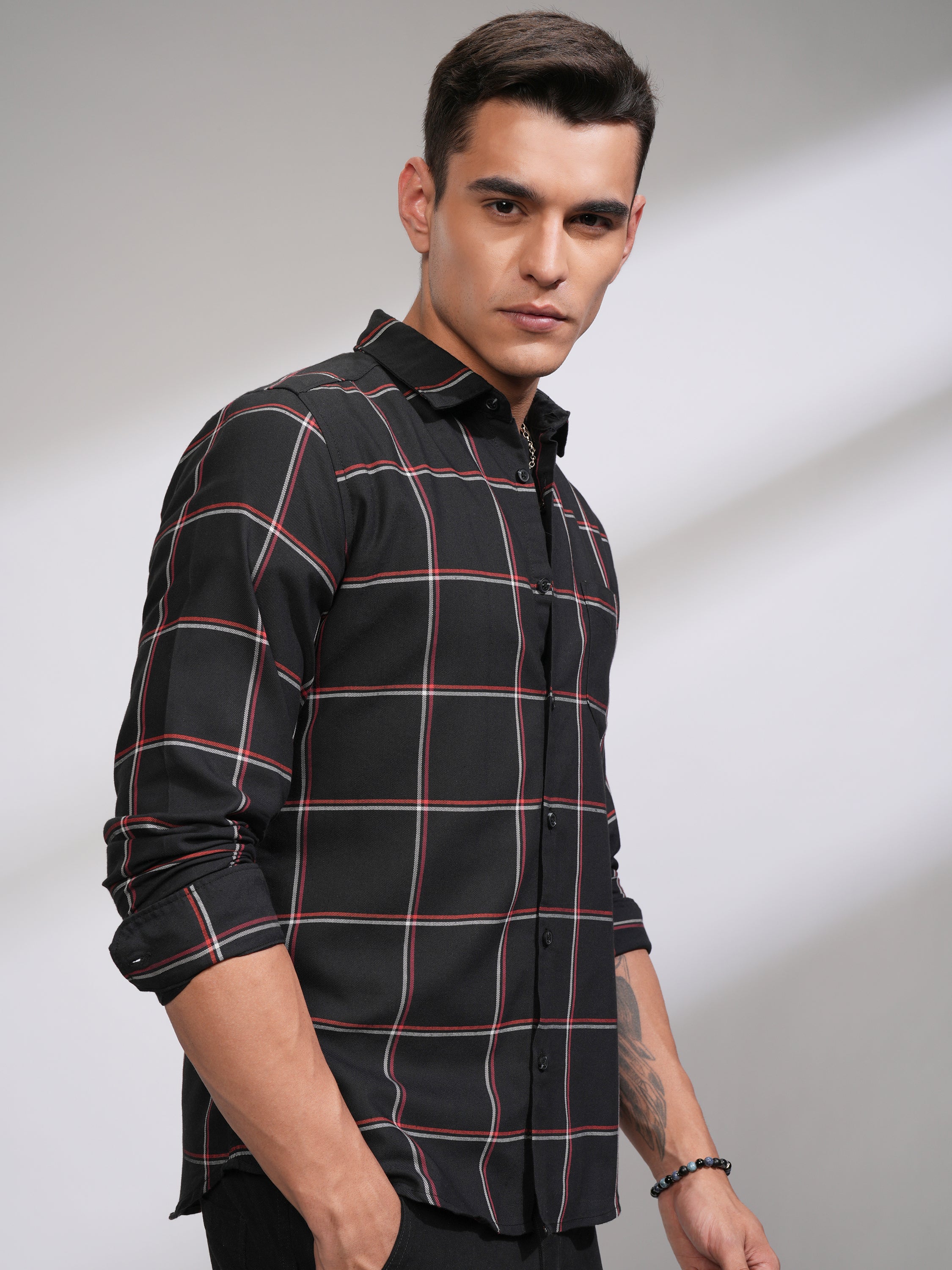 Highlander Men Black Slim Fit Casual Shirt - Black - Image 6