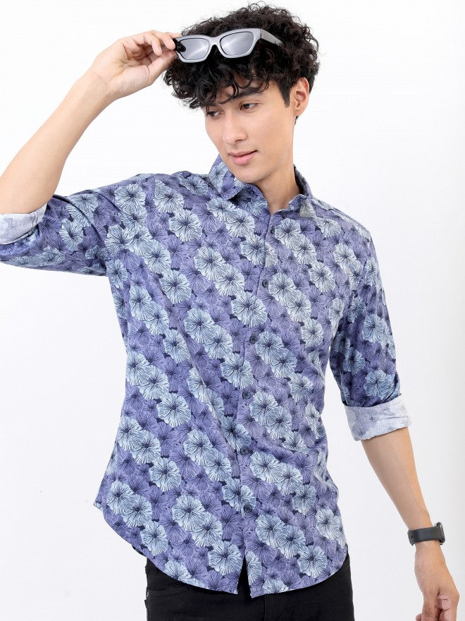 Highlander Men Lavender Slim Fit Casual Shirt - Lavender - Image 1