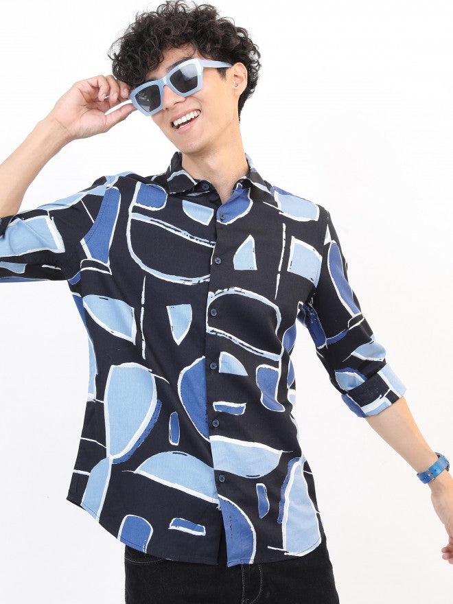 Highlander Men Navy Slim Fit Casual Shirt - Navy Blue - Image 1
