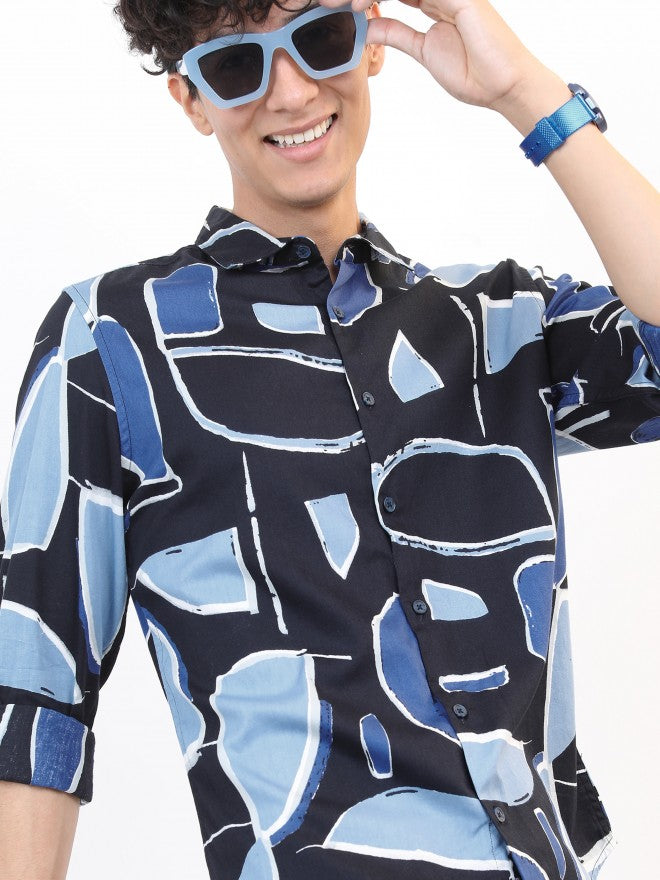 Highlander Men Navy Slim Fit Casual Shirt - Navy Blue - Image 5