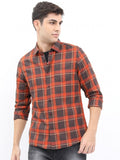Highlander Men Orange Slim Fit Casual Shirt - Orange - Image 1
