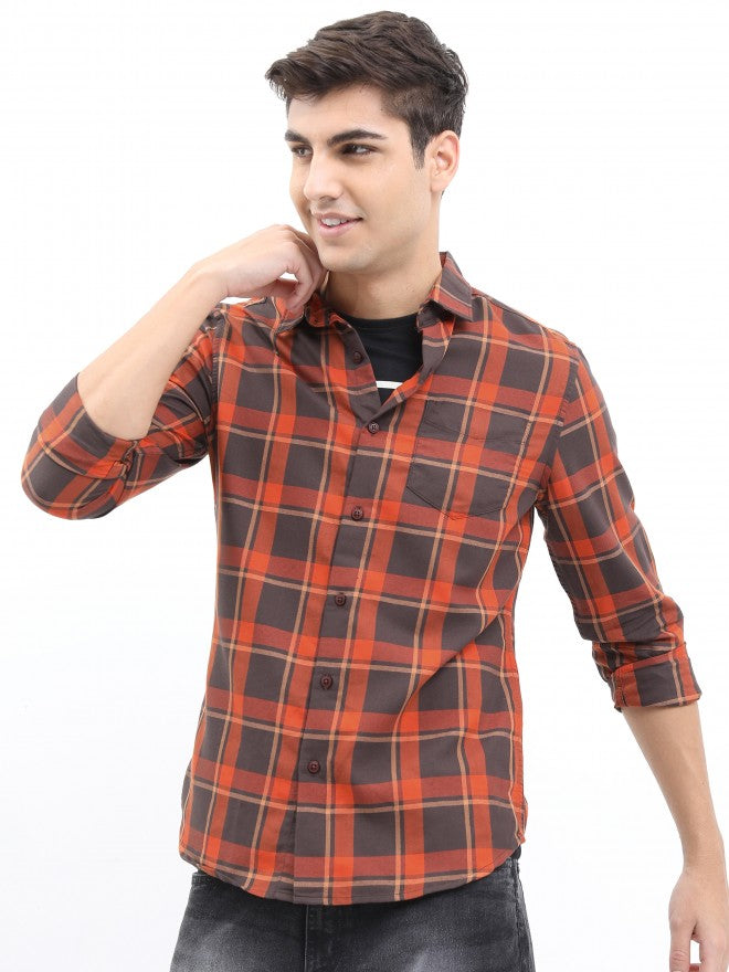 Highlander Men Orange Slim Fit Casual Shirt - Orange - Image 4