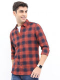 Highlander Men Rust Slim Fit Casual Shirt - Terracotta - Image 1