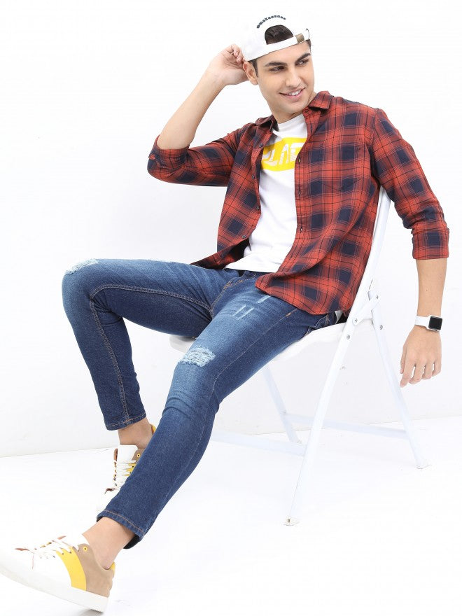 Highlander Men Rust Slim Fit Casual Shirt - Terracotta - Image 2