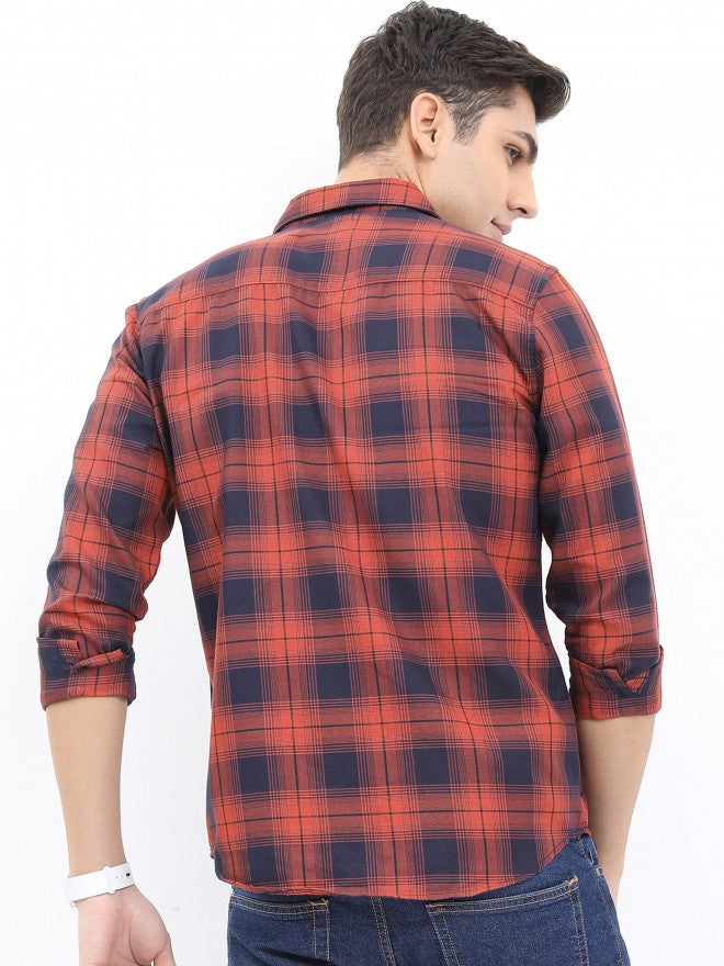 Highlander Men Rust Slim Fit Casual Shirt - Terracotta - Image 3