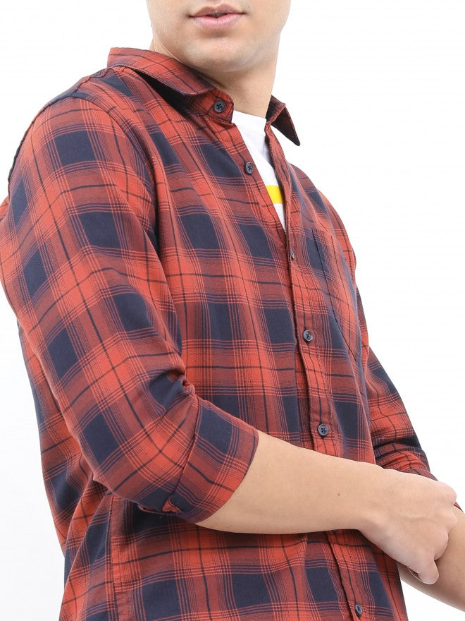 Highlander Men Rust Slim Fit Casual Shirt - Terracotta - Image 5