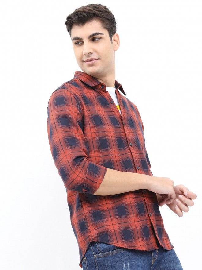 Highlander Men Rust Slim Fit Casual Shirt - Terracotta - Image 6