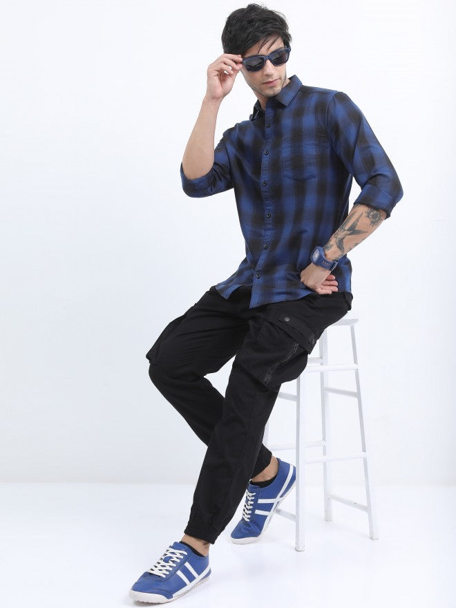Highlander Men Blue Slim Fit Casual Shirt - Blue - Image 2