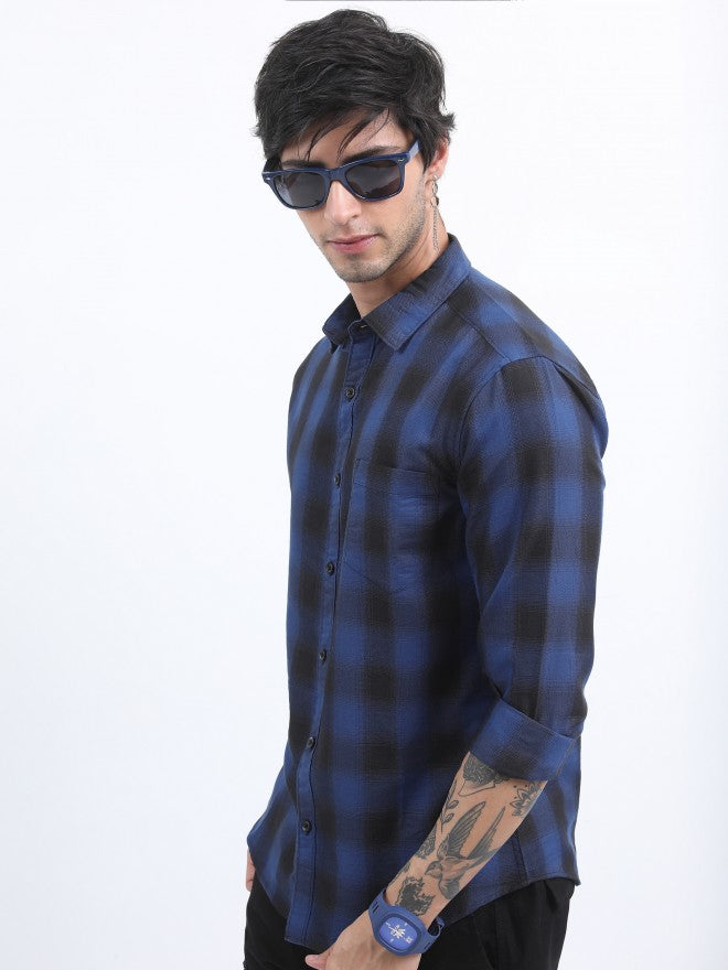 Highlander Men Blue Slim Fit Casual Shirt - Blue - Image 4