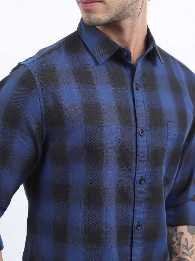 Highlander Men Blue Slim Fit Casual Shirt - Blue - Image 5