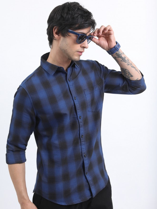 Highlander Men Blue Slim Fit Casual Shirt - Blue - Image 6