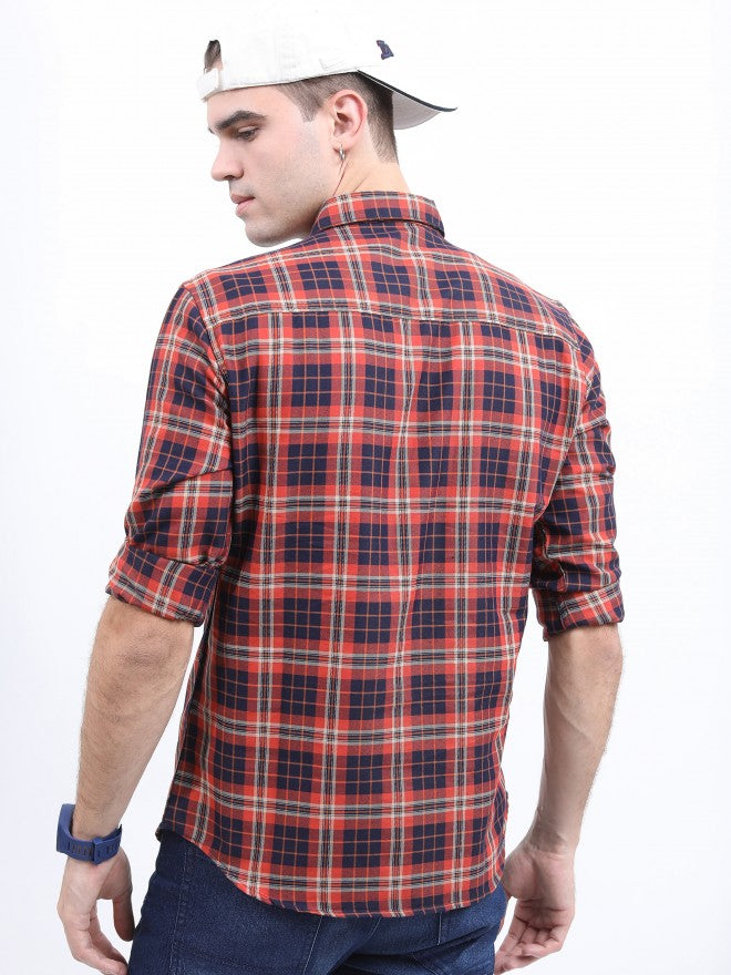 Highlander Men Rust Slim Fit Casual Shirt - Terracotta - Image 3