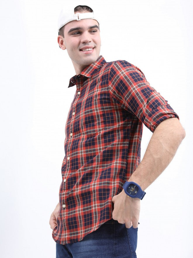 Highlander Men Rust Slim Fit Casual Shirt - Terracotta - Image 4