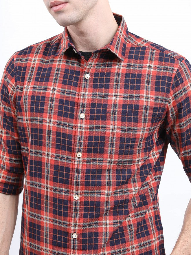 Highlander Men Rust Slim Fit Casual Shirt - Terracotta - Image 5