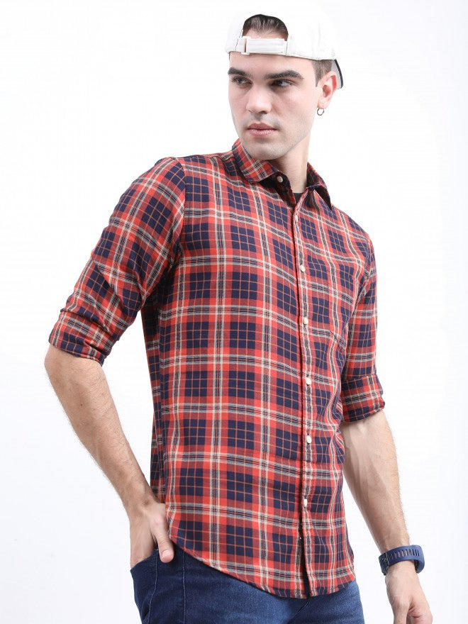 Highlander Men Rust Slim Fit Casual Shirt - Terracotta - Image 6