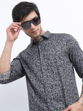 Highlander Men Grey Printed Slim Fit Casual Shirt - Grey - Image 1
