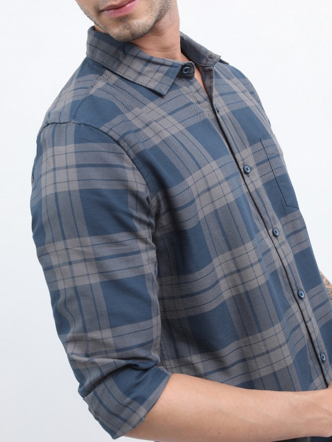 Highlander Men Blue Slim Fit Casual Shirt - Blue - Image 5