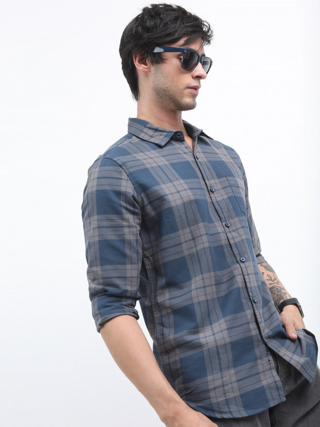 Highlander Men Blue Slim Fit Casual Shirt - Blue - Image 6