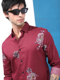 Highlander Men Maroon Printed Slim Fit Casual Shirt - Maroon - Image 1