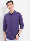 Highlander Men Purple Printed Slim Fit Casual Shirt - Purple - Image 1