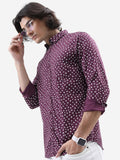 Highlander Men Plum Printed Slim Fit Casual Shirt - Purple - Image 1