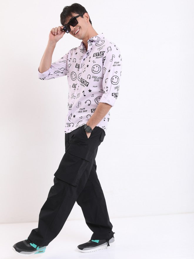 Highlander Men Lavender Printed Slim Fit Casual Shirt - Lavender - Image 2