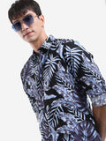 Highlander Men Black/Blue Printed Slim Fit Casual Shirt - Multi - Image 1