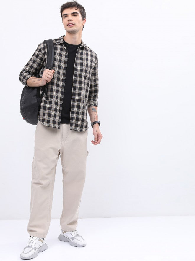Highlander Men Black Checked Slim Fit Casual Shirt - Black - Image 2