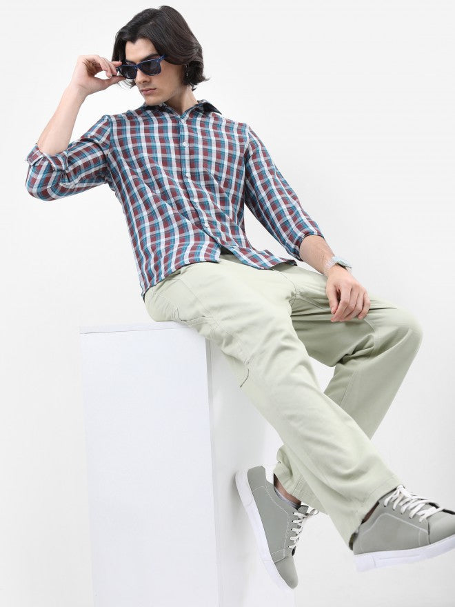 Highlander Men Maroon Checked Slim Fit Casual Shirt - Maroon - Image 2