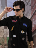 Highlander Men Black Printed Slim Fit Casual Shirt - Black - Image 1