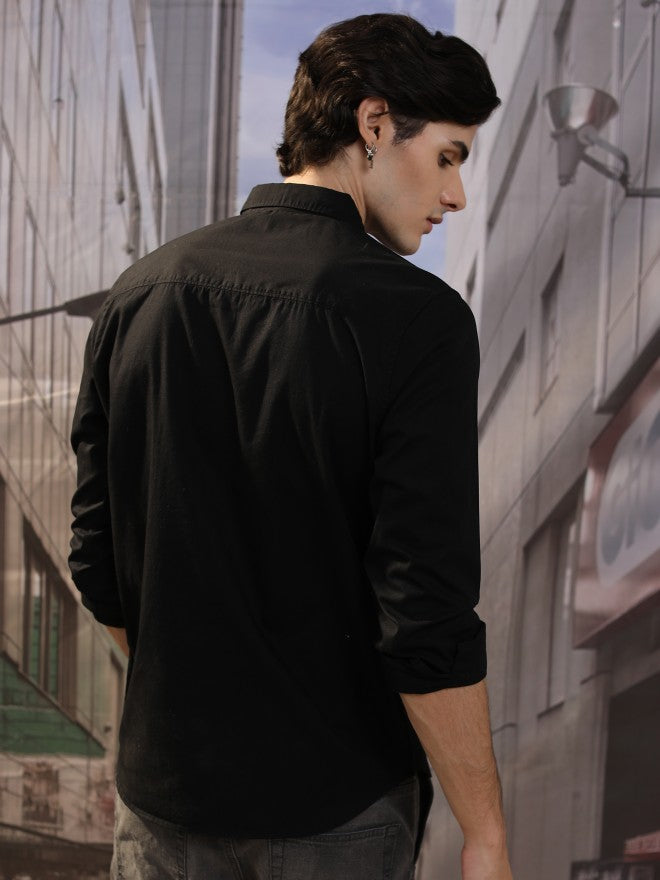Highlander Men Black Printed Slim Fit Casual Shirt - Black - Image 3