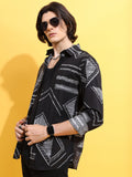 Highlander Men Black Printed Slim Fit Casual Shirt - Black - Image 1