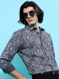 Highlander Men Grey Printed Slim Fit Casual Shirt - Grey - Image 1