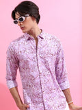 Highlander Men Lavender Printed Slim Fit Casual Shirt - Lavender - Image 1