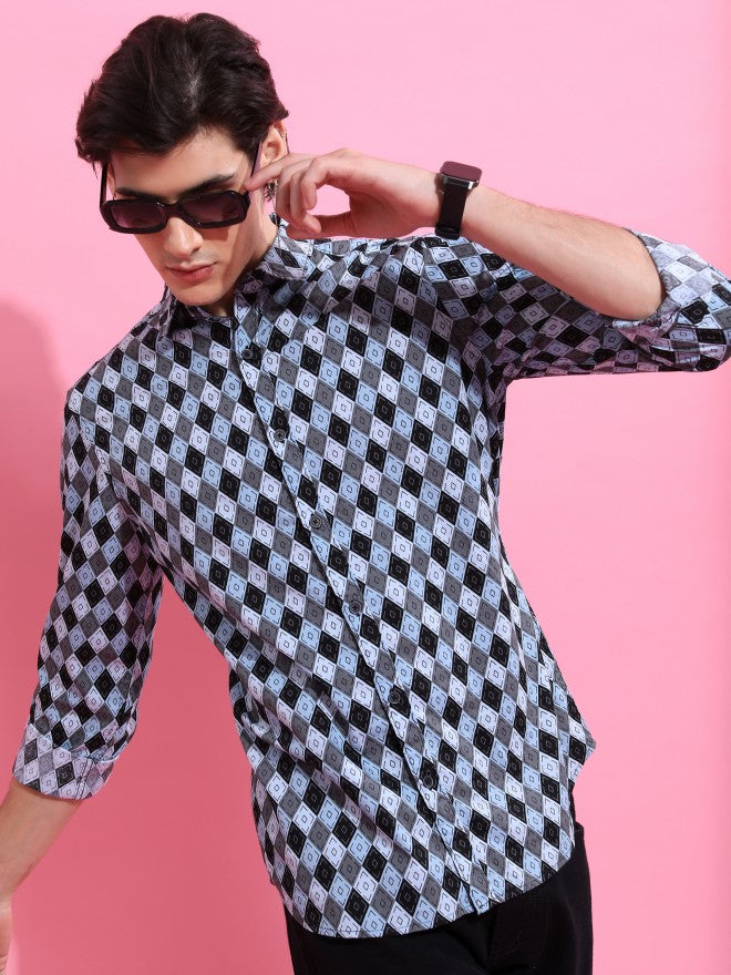 Highlander Men Multi Printed Slim Fit Casual Shirt - Multi - Image 1