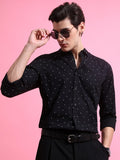 Highlander Men Black Printed Slim Fit Casual Shirt - Black - Image 1