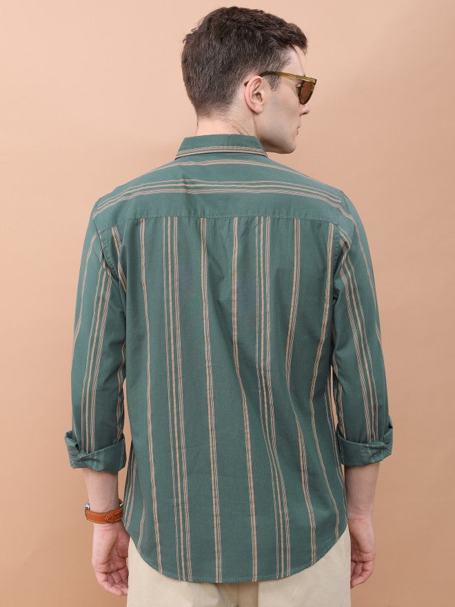 Highlander Men Green Printed Slim Fit Casual Shirt - Green - Image 3