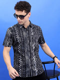 Highlander Men Black Printed Slim Fit Casual Shirt - Black - Image 1
