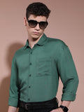Highlander Men Dark Green Solid Oversized Fit Casual Shirt - Green - Image 1