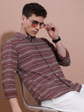 Highlander Men Maroon Printed Slim Fit Casual Shirt - Maroon - Image 1