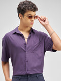 Highlander Men Purple Solid Relaxed Fit Casual Shirt - Purple - Image 1