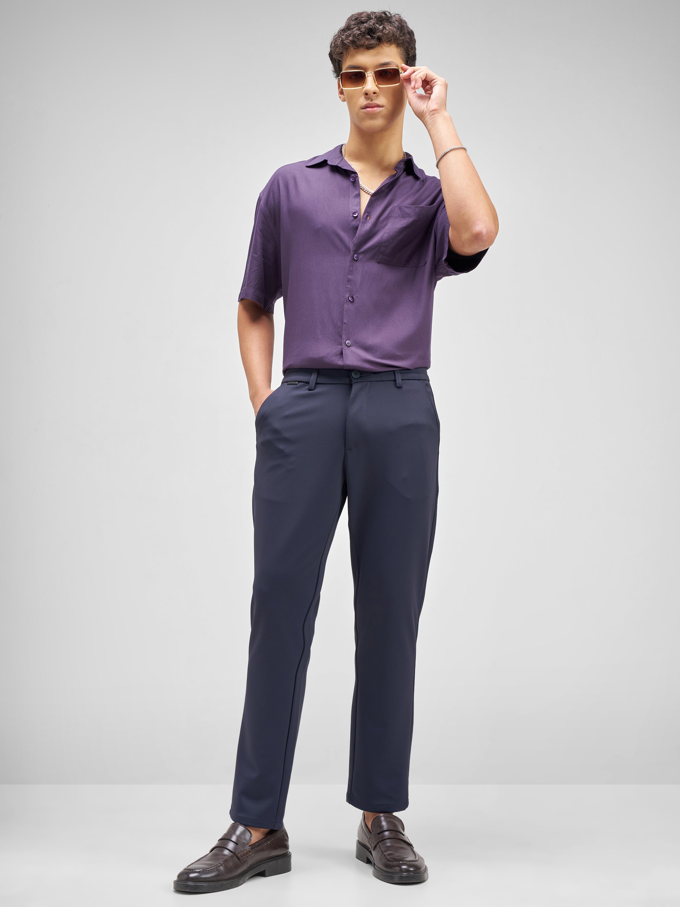 Highlander Men Purple Solid Relaxed Fit Casual Shirt - Purple - Image 2