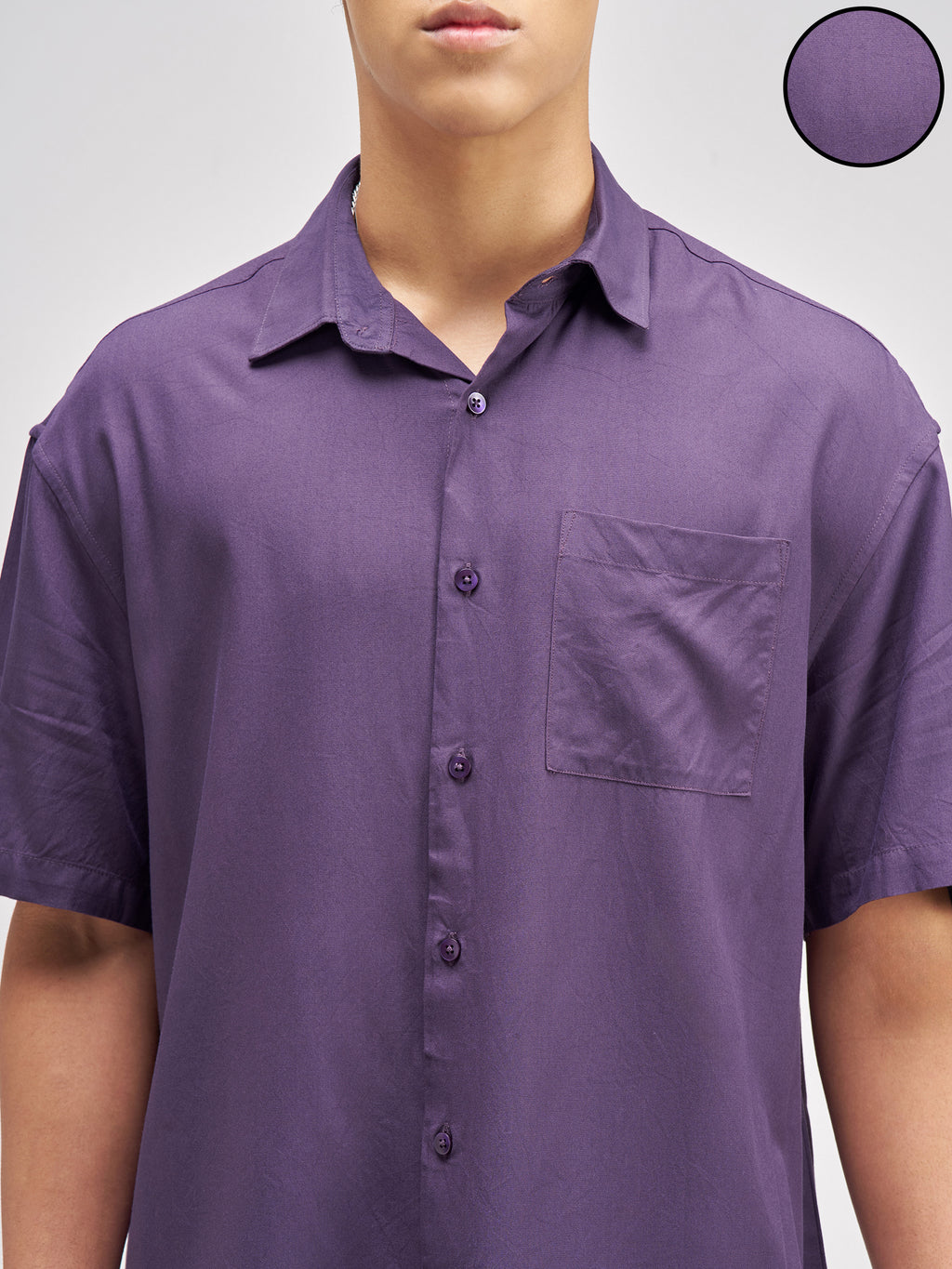Highlander Men Purple Solid Relaxed Fit Casual Shirt - Purple - Image 5