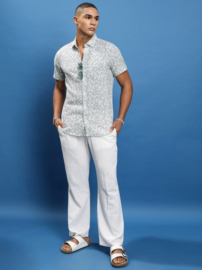 Highlander Men Grey Printed Slim Fit Casual Shirt - Grey - Image 2