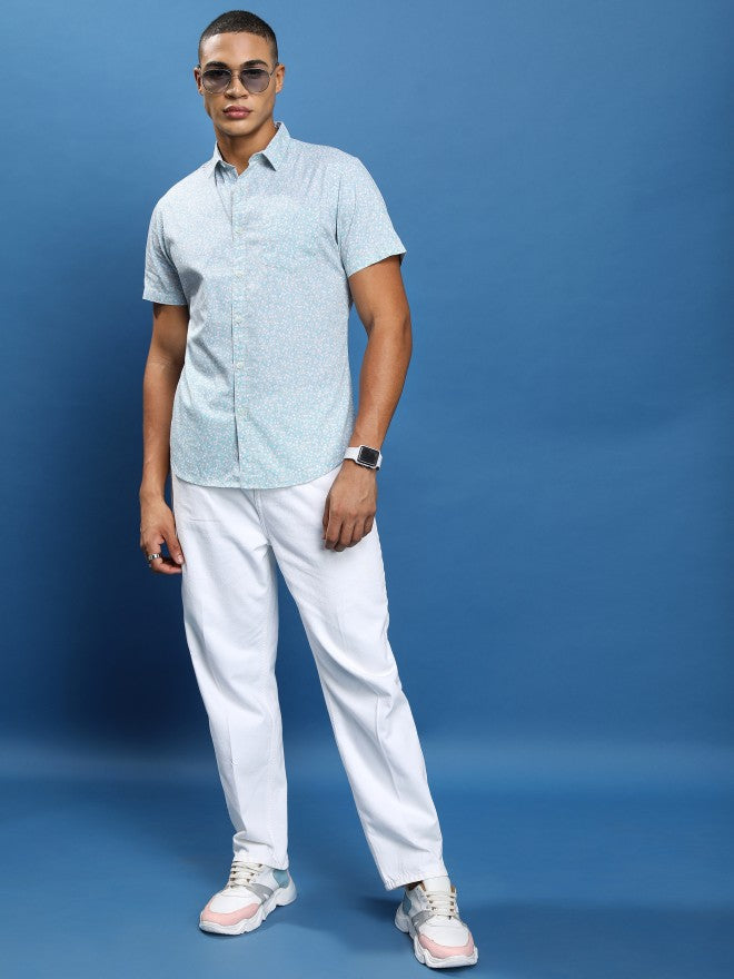 Highlander Men Blue Printed Slim Fit Casual Shirt - Blue - Image 2