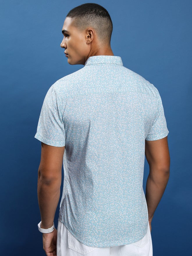 Highlander Men Blue Printed Slim Fit Casual Shirt - Blue - Image 3