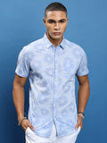 Highlander Men Blue Printed Slim Fit Casual Shirt - Blue - Image 1