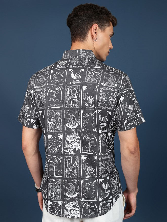 Highlander Men Blue Printed Slim Fit Casual Shirt - Blue - Image 3