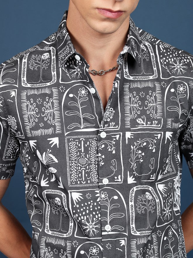 Highlander Men Blue Printed Slim Fit Casual Shirt - Blue - Image 5