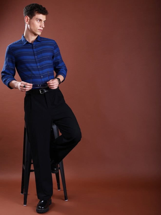 Highlander Men Navy Blue Slim Fit Shirt - Navy Blue - Image 2